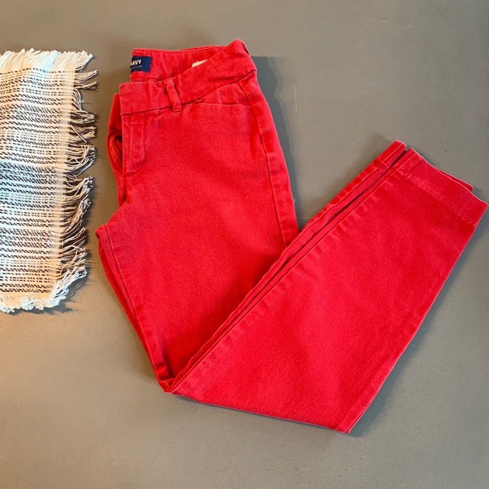 Pixie cut red dress pants